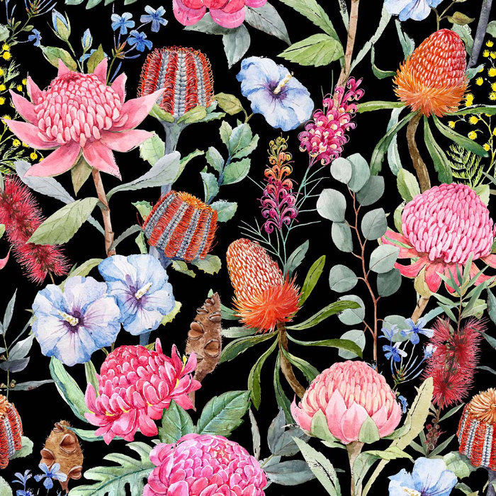 Aussie Flowers - Black