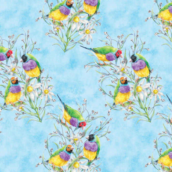 Bird Bouquet – Gouldian Finch Blue – by Kayla Reay