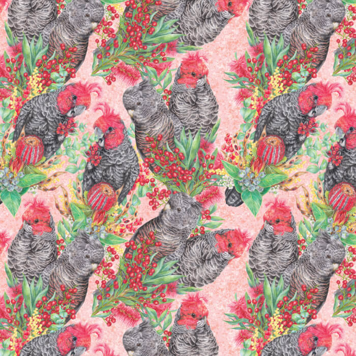 Bird Bouquet – Gang Gang Cockatoo Peach – by Kayla Reay