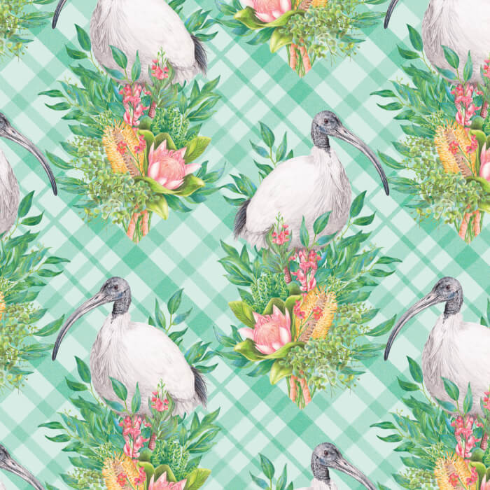 Bird Bouquet – Ibis Gingham – by Kayla Reay