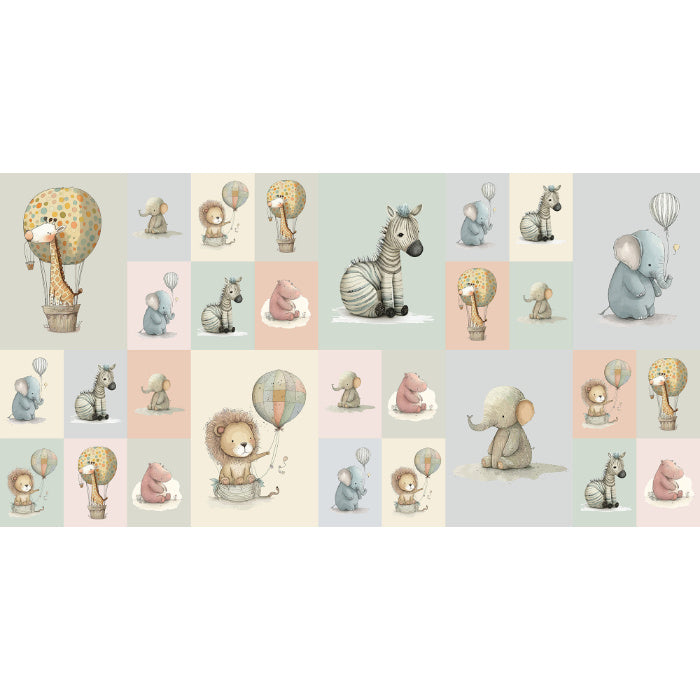 Baby Animals Hot Air Balloon Nursery Panel