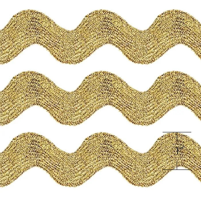 Ric Rac Trim - Jumbo - 25mm / 1" - Metallic Gold