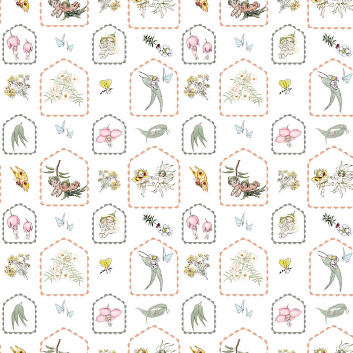 May Gibbs - Gumnut Cameos - White - Cotton