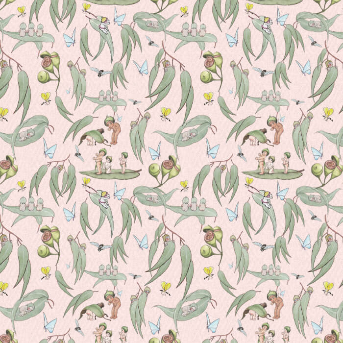 May Gibbs Eucalyptus Scatter Pink Quilting Fabric