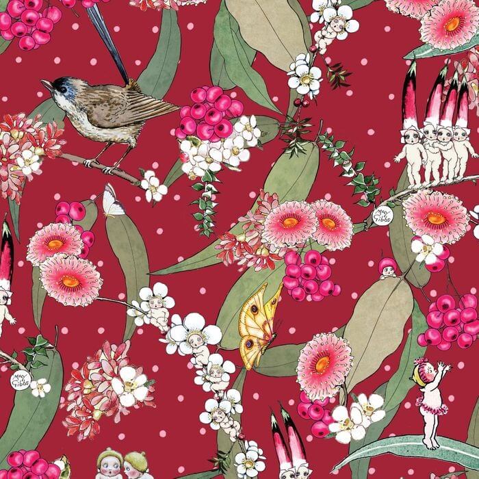 May Gibbs - 108" Wideloads - Native Berries Red