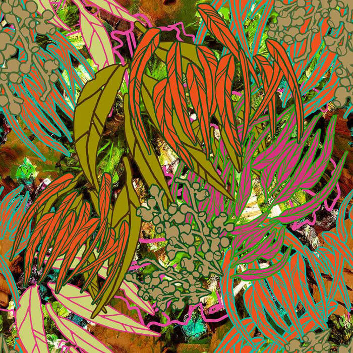 Glorious Gum Blossoms - By De Gillett Cox - Gum Leaves Orange