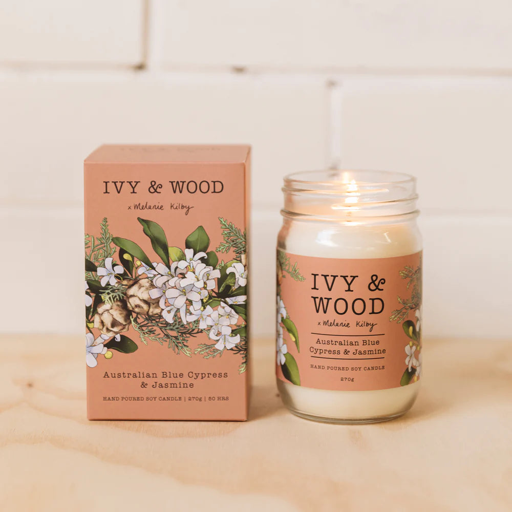 Australian Blue Cypress & Jasmine Scented Candle