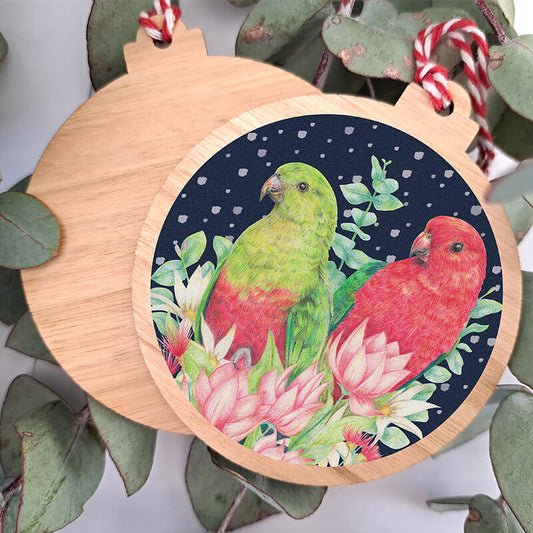 Eucalypt Christmas Ornament - Australian King Parrots