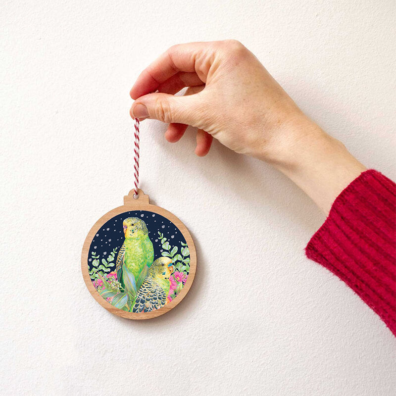 Eucalypt Christmas Ornament - Budgerigars