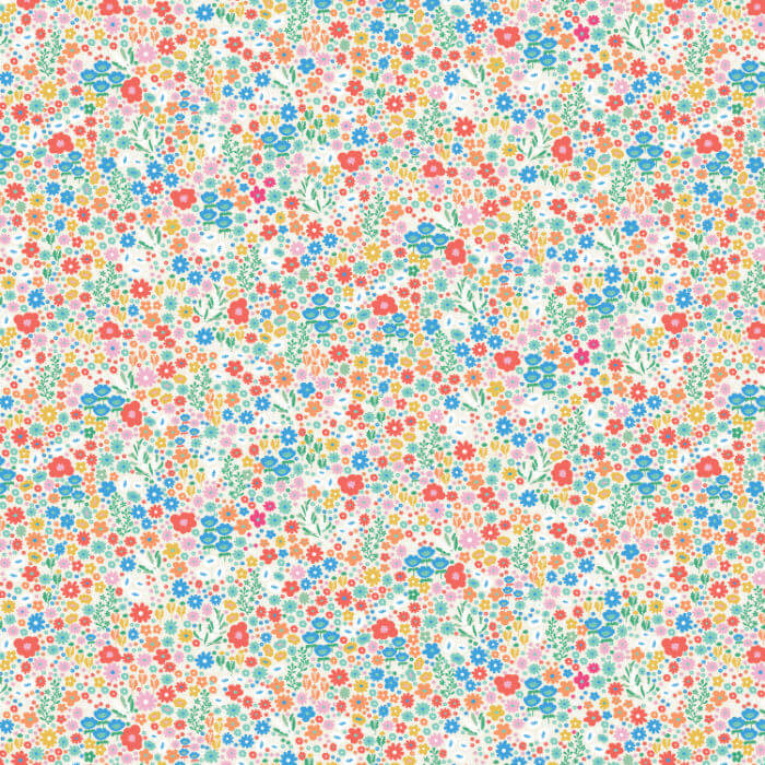 Small floral pattern with multicolored flowers on a white background