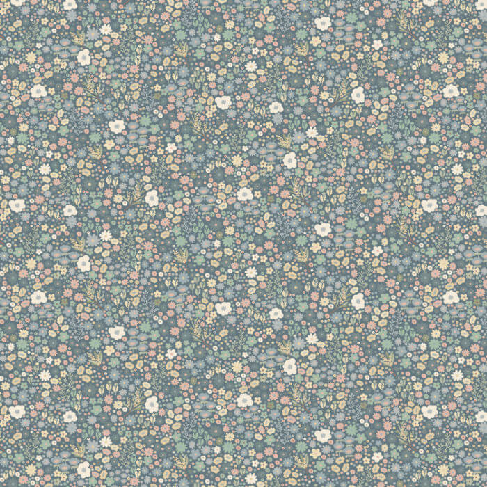 Pattern of small flowers on a blue background