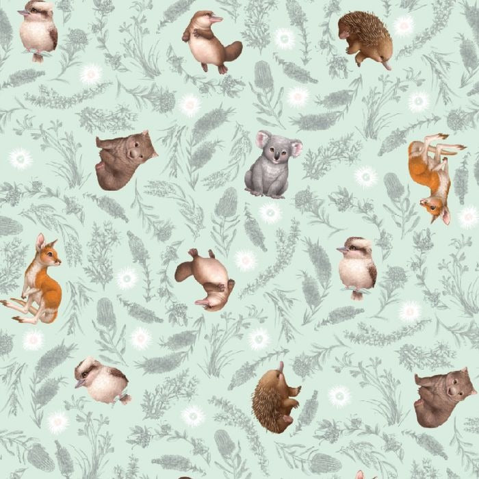Elise Martinson - Little Aussie Friends - Scattered Animals Mint
