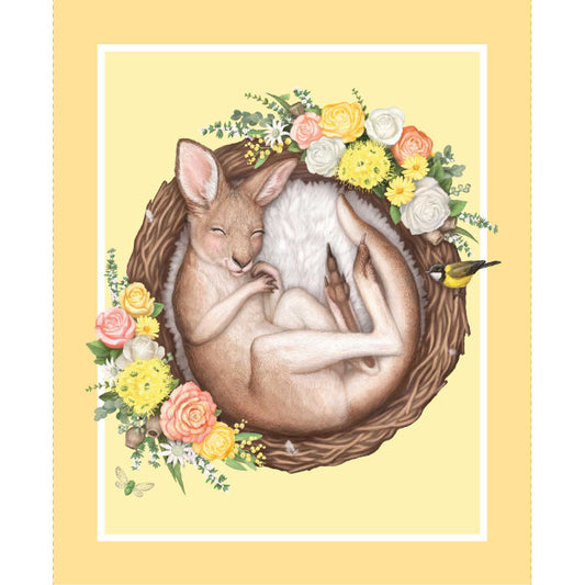 Elise Martinson - Native Nursery Kangaroo - Nursery Quilt Panel