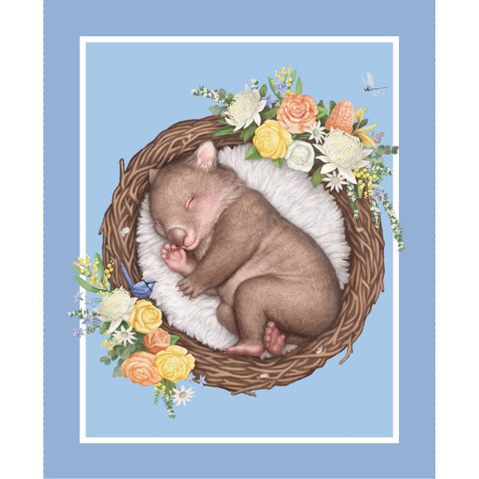 Elise Martinson - Native Nursery Wombat - Nursery Quilt Panel