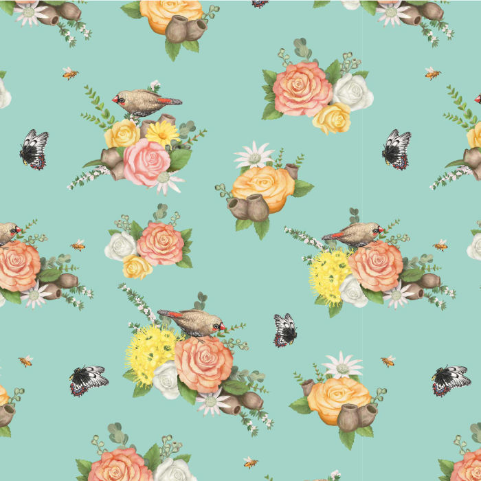 Elise Martinson - Native Nursery - Floral Birds Mint