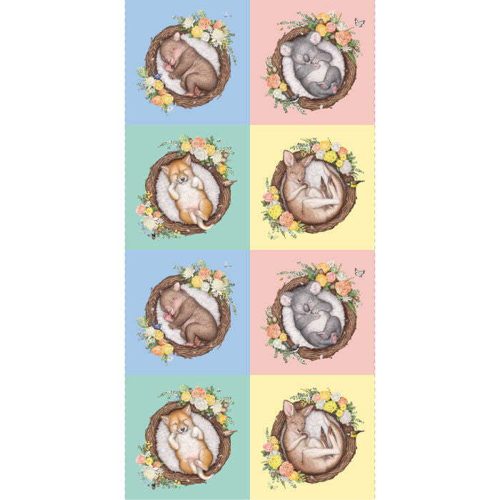 Elise Martinson - Native Nursery Animal Squares - Nursery Quilt Panel
