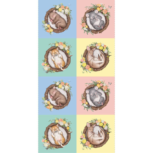 Elise Martinson - Native Nursery Animal Squares - Nursery Quilt Panel