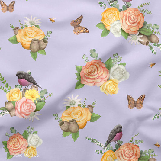 Elise Martinson - Native Nursery - Floral Birds Lavender