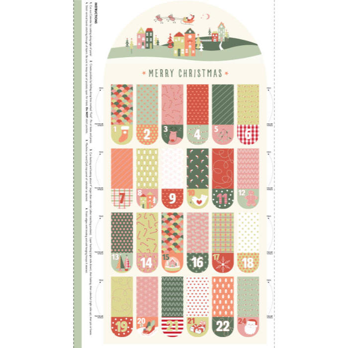 Festive Village Christmas – Advent Calendar Cut & Sew Panel