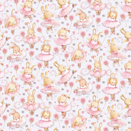Pink ballerina bunny fabric