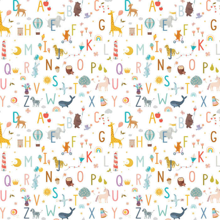 Little Adventure Alphabet ABC Allover Fabric – Kids Cotton
