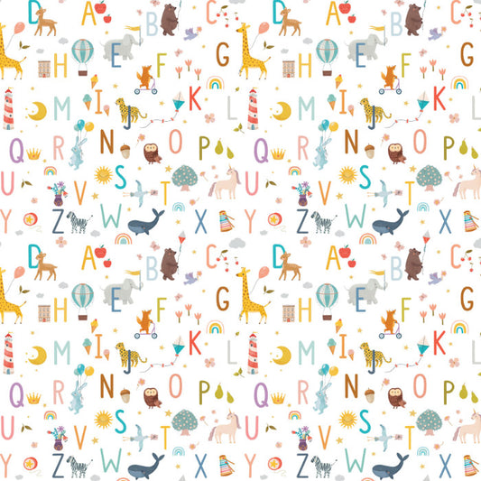Little Adventure Alphabet ABC Allover Fabric – Kids Cotton