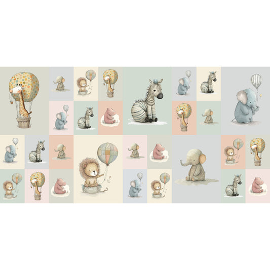 Baby Animals Hot Air Balloon Nursery Panel