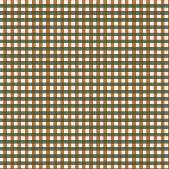 Checkered pattern with green and brown stripes on a white background