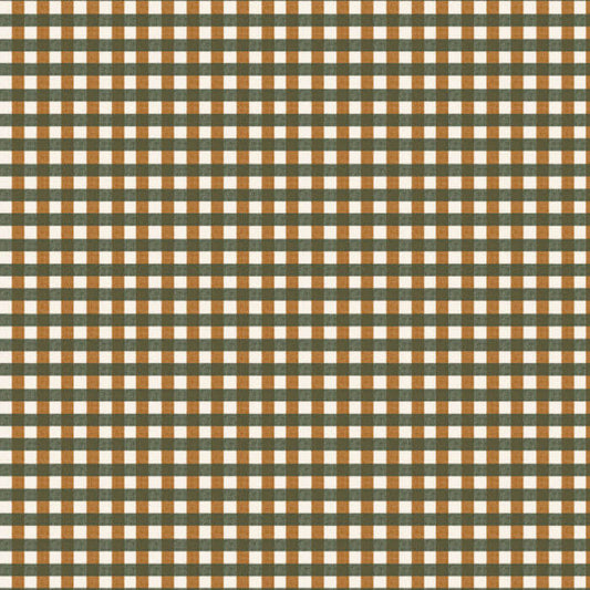 Olive & Rust Gingham Check Fabric - Bushland Beauty by Melanie Sharpe