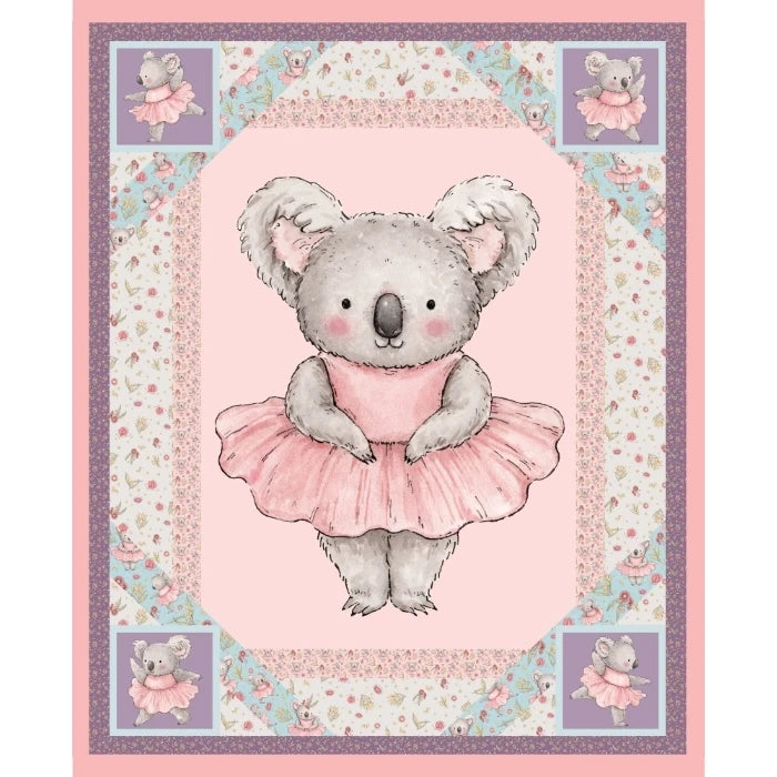 Koala Ballerina - Nursery Quilt Panel designed by Jen Digital Art