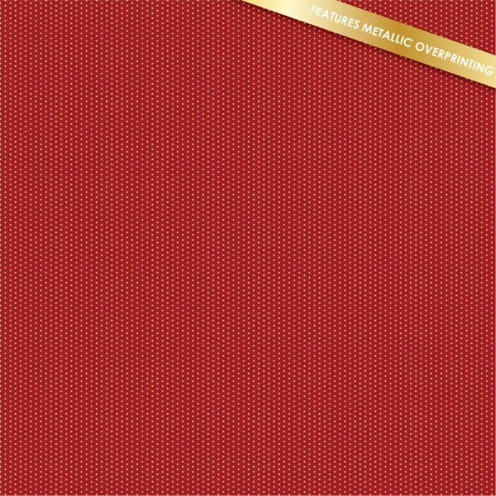 Pinpricks red cotton fabric with fine gold metallic dots