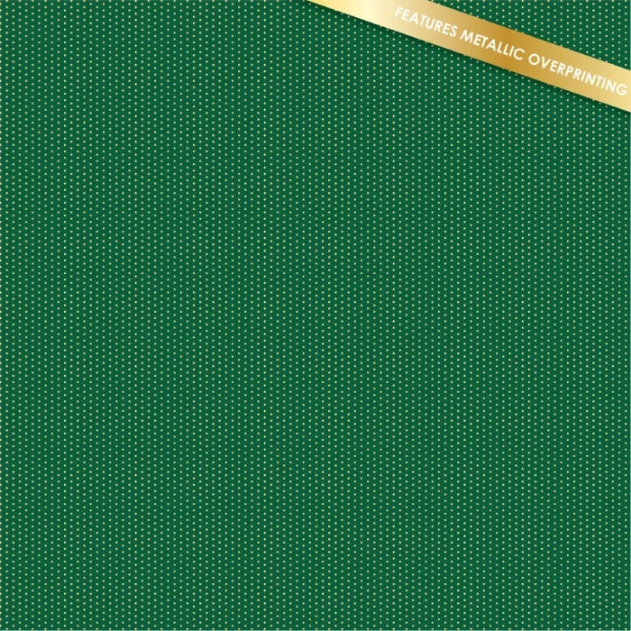 Pinpricks green cotton fabric with fine gold metallic dots