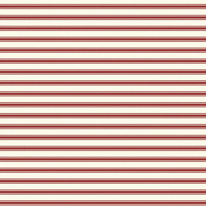 Ticking Stripe - Red - Duck Canvas