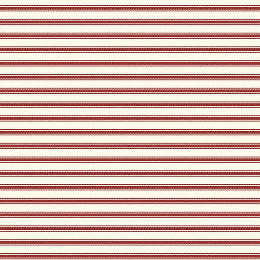 Ticking Stripe - Red - Duck Canvas
