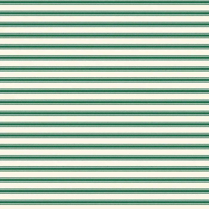Ticking Stripe - Dark Green - Duck Canvas