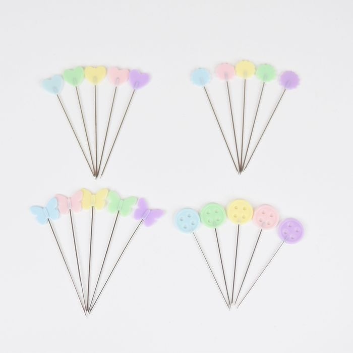 Pastel Sewing Pins – Heart, Flower, Butterfly & Button Styles