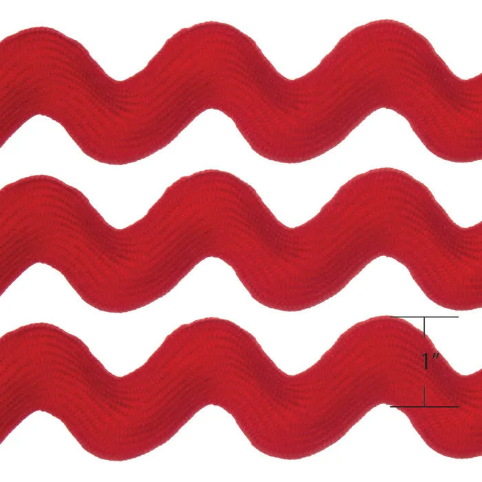 Ric Rac Trim - Jumbo - 25mm / 1" - Red