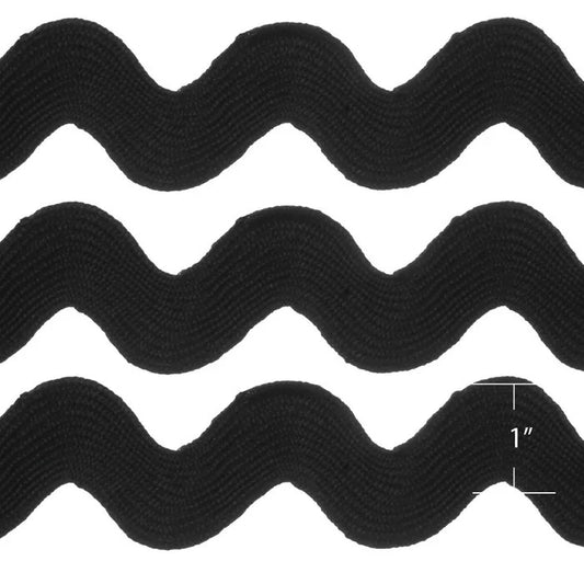 Ric Rac Trim - Jumbo - 25mm / 1" - Black