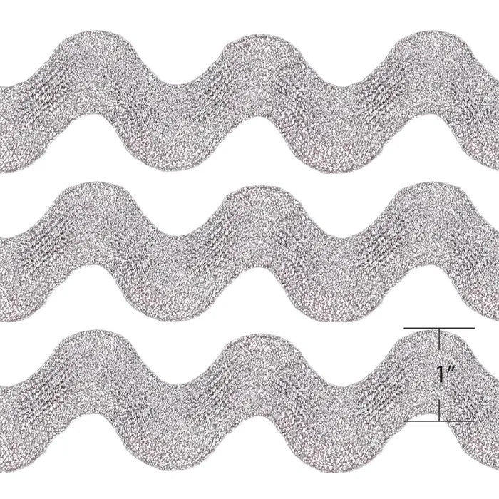 Ric Rac Trim - Jumbo - 25mm / 1" - Metallic Silver