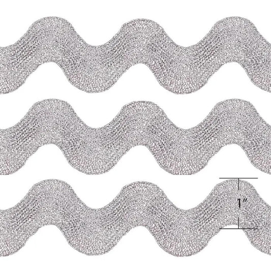 Ric Rac Trim - Jumbo - 25mm / 1" - Metallic Silver