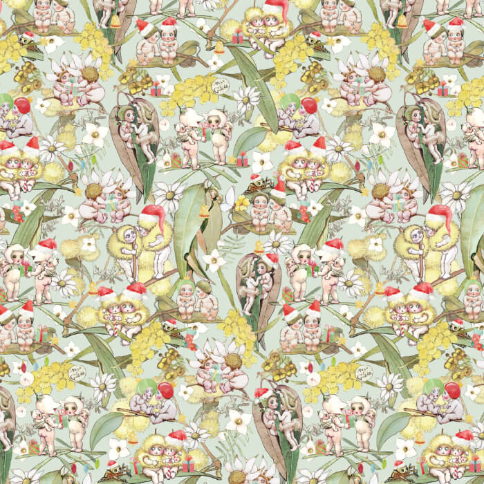 May Gibbs Christmas - Gossiping Gumnuts Light Green