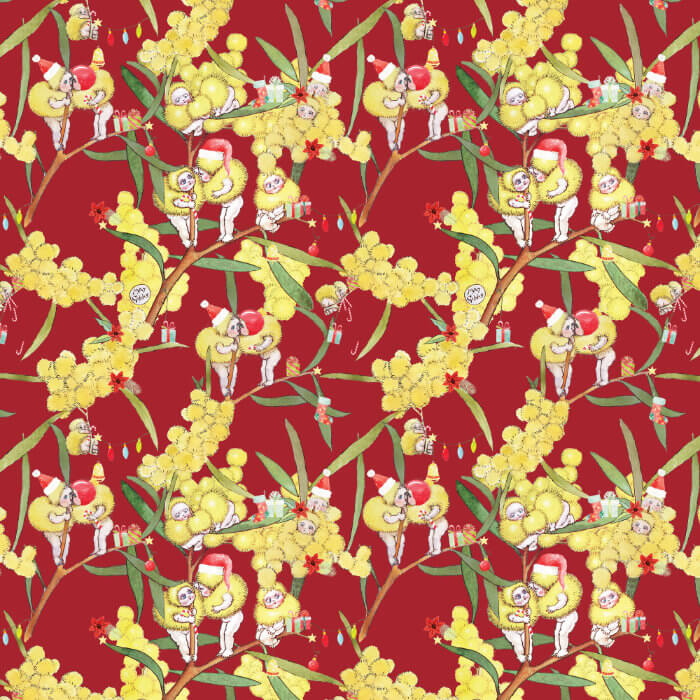 May Gibbs Christmas - Blossom Babies Red