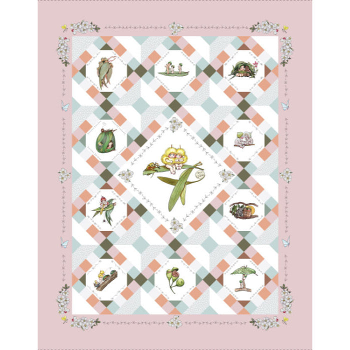 May Gibbs – Garden Playtime – Pink - Panel