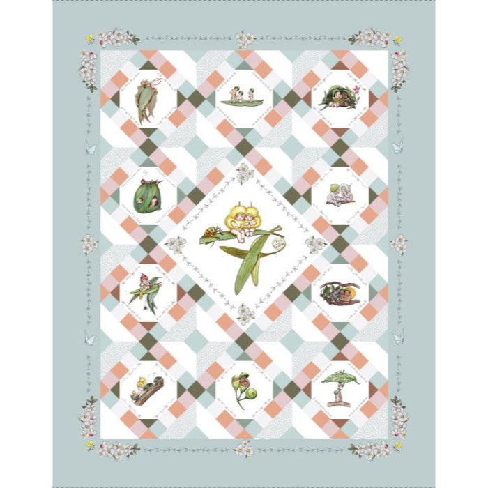 May Gibbs – Garden Playtime – Blue - Panel