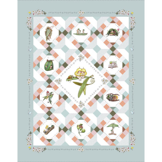 May Gibbs – Garden Playtime – Blue - Panel