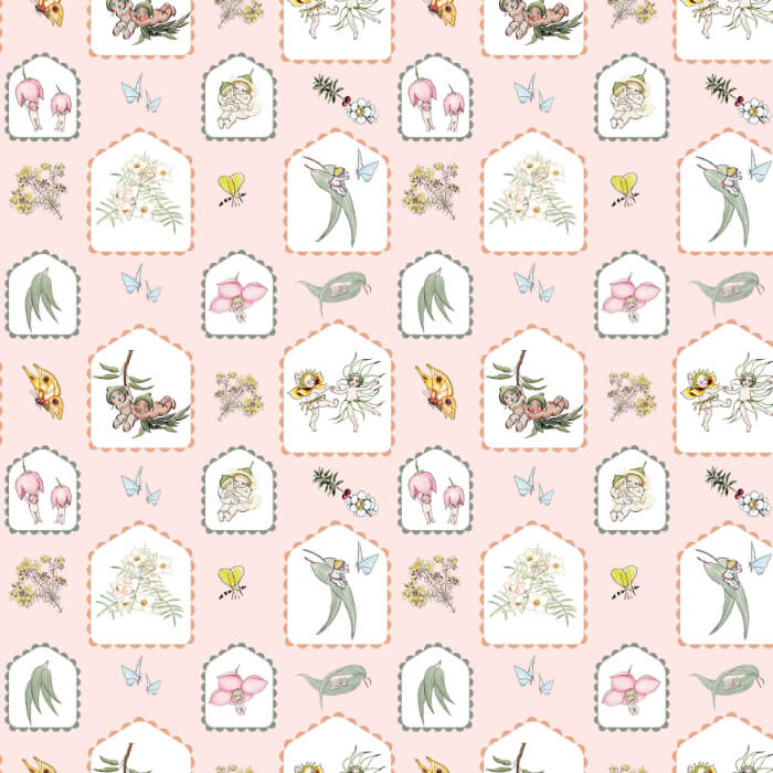May Gibbs - Gumnut Cameos – Pink - Cotton