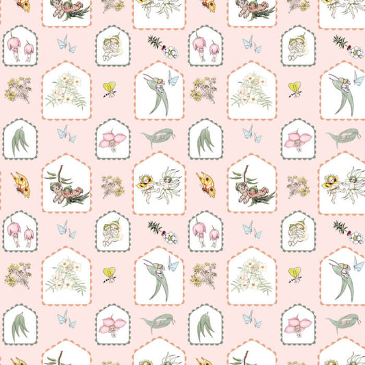 May Gibbs - Gumnut Cameos – Pink - Cotton