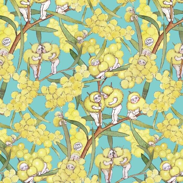 May Gibbs - 108" Wideloads - Blossom Babies - Teal