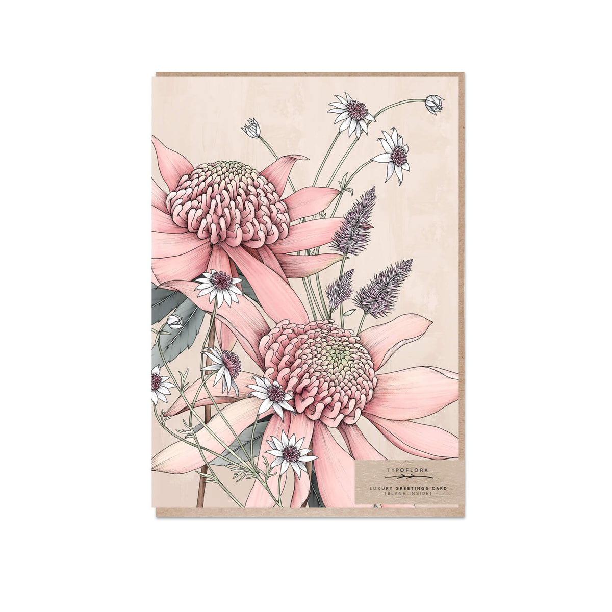 Pink Waratah Greeting Card
