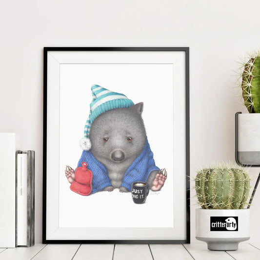 Winter Warrior Wombat Unframed Art Print